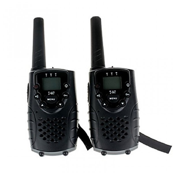 Durable Walkie Talkie With Earphone Jack UHF 462Mhz FRS/GMRS T667 Twin Walkie Talkie for ChildrenUp to 6Km(1 Pair Black)